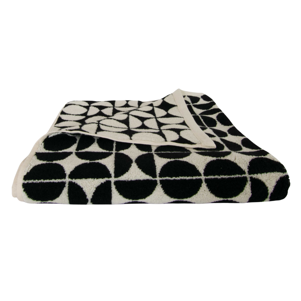 Geo håndklæde, Black/Cream - 70x140 cm